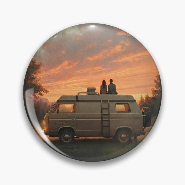 Item preview, Sunset Vanlife Romance - Retro Camper Adventure Art designed and sold by Melian Vintage.