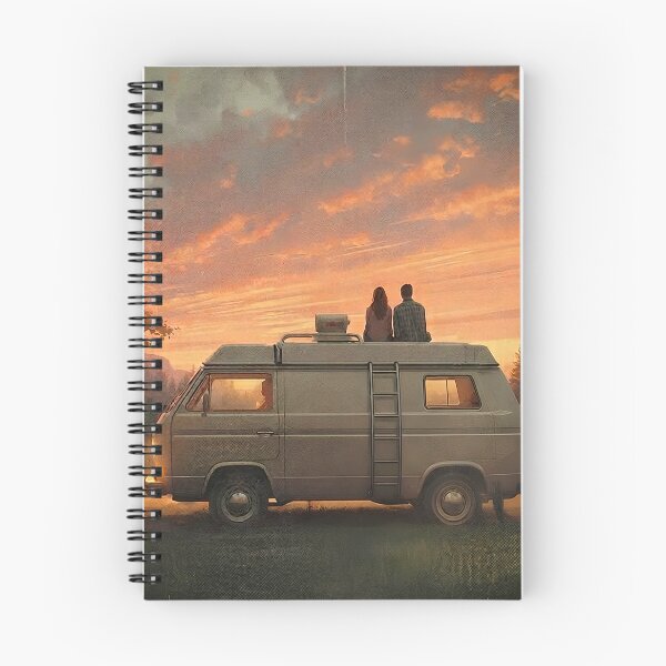 Item preview, Sunset Vanlife Romance - Retro Camper Adventure Art designed and sold by Melian Vintage.