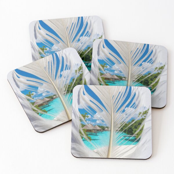 Item preview, Maldives Feather Art | Tropical Paradise Travel Illustration designed and sold by GalleryPeak.