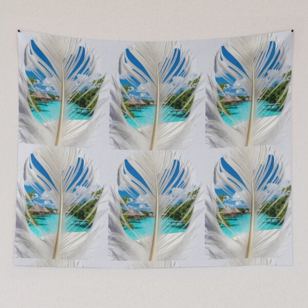 Item preview, Maldives Feather Art | Tropical Paradise Travel Illustration designed and sold by GalleryPeak.