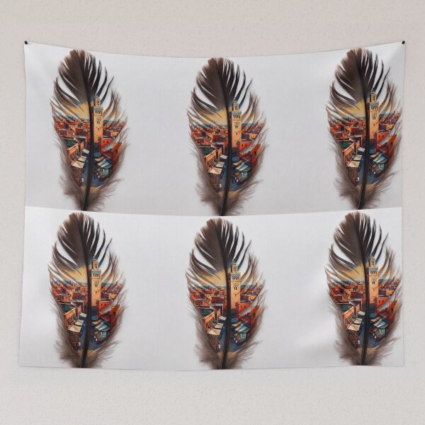 Item preview, Marrakech Feather Art | Moroccan Medina Travel Illustration designed and sold by GalleryPeak.