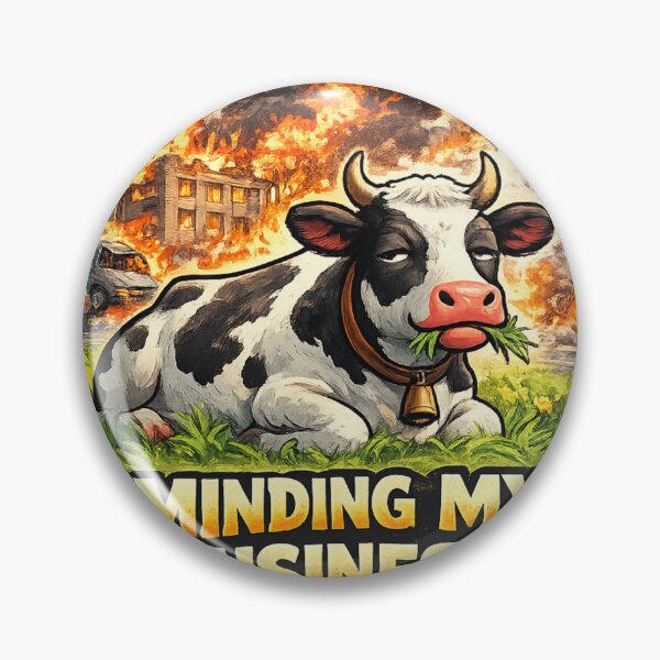 Item preview, Minding My Business – Unbothered Cow Chaos Background Funny Art | Savage Humor Gift designed and sold by irfanshikh.