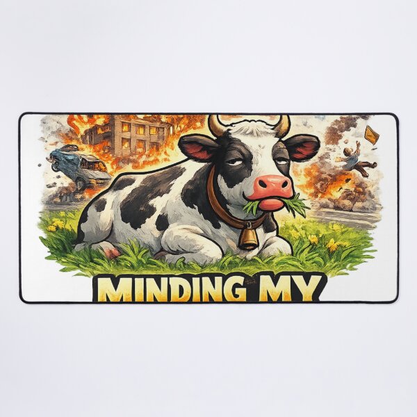 Item preview, Minding My Business – Unbothered Cow Chaos Background Funny Art | Savage Humor Gift designed and sold by irfanshikh.