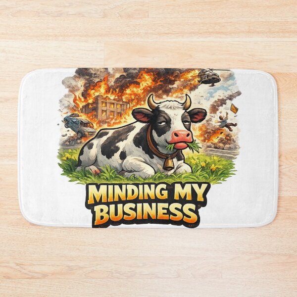 Item preview, Minding My Business – Unbothered Cow Chaos Background Funny Art | Savage Humor Gift designed and sold by irfanshikh.