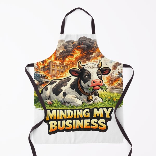 Item preview, Minding My Business – Unbothered Cow Chaos Background Funny Art | Savage Humor Gift designed and sold by irfanshikh.
