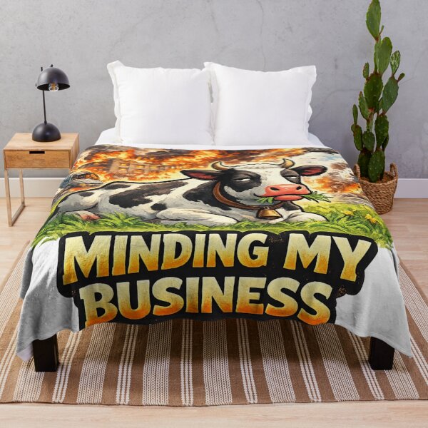 Item preview, Minding My Business – Unbothered Cow Chaos Background Funny Art | Savage Humor Gift designed and sold by irfanshikh.