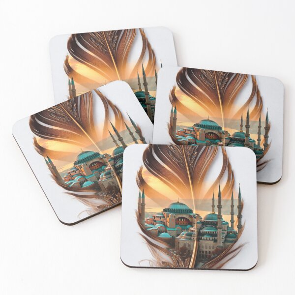 Item preview, Istanbul Feather Art | Hagia Sophia & Blue Mosque Travel Illustration designed and sold by GalleryPeak.