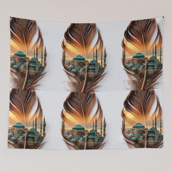 Item preview, Istanbul Feather Art | Hagia Sophia & Blue Mosque Travel Illustration designed and sold by GalleryPeak.