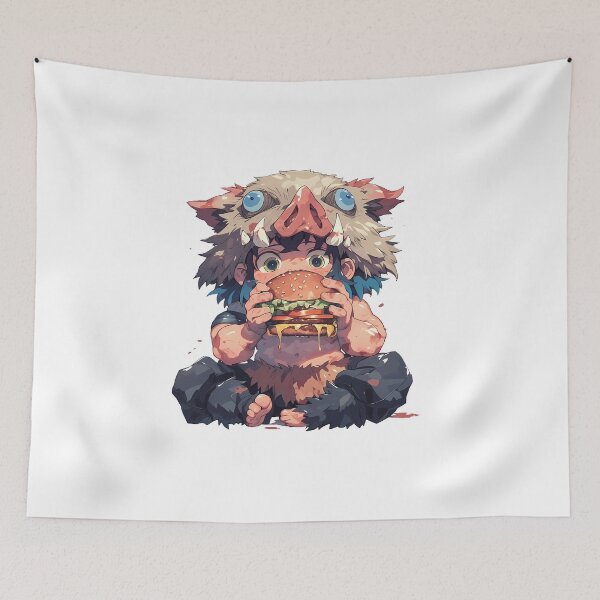 Item preview, Inosuke Hashibira Demon Slayer Chibi Burger Surprise designed and sold by earlobejerk.