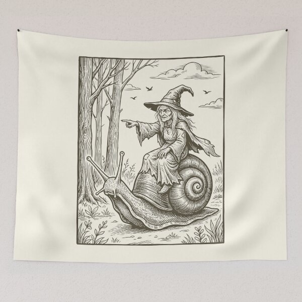 Item preview, Medieval Witch Snail Rider Retro Renaissance Fantasy  designed and sold by Y-Vibes.