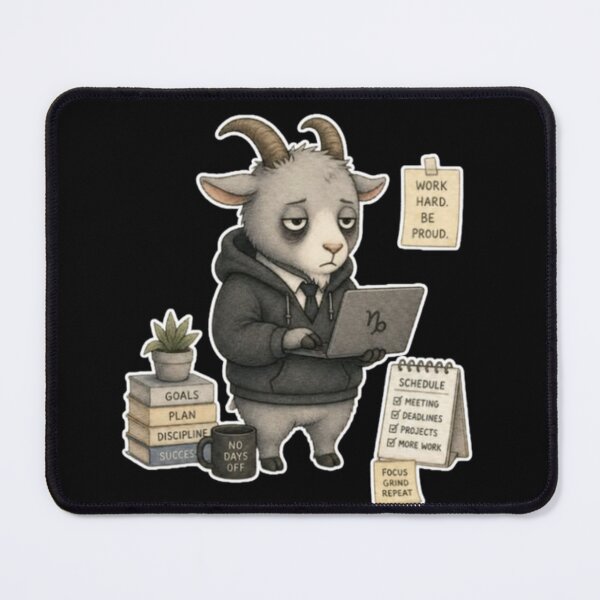 Item preview, Exhausted Hustle Culture Capricorn Goat Overworked Employee designed and sold by AMS.
