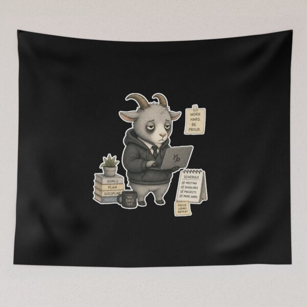 Item preview, Exhausted Hustle Culture Capricorn Goat Overworked Employee designed and sold by AMS.