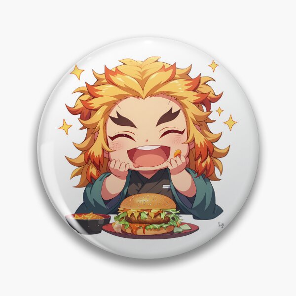Item preview, Kyojuro Rengoku Demon Slayer Chibi Burger Flame Joy Feast designed and sold by earlobejerk.