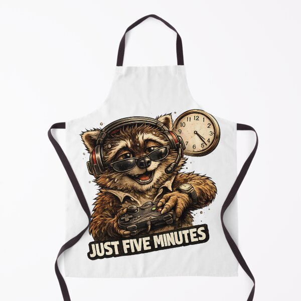Item preview, Just Five Minutes Funny Gamer Raccoon Meme designed and sold by DryHumorPrints.