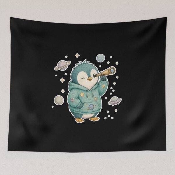 Item preview, Cute Space Explorer Penguin Telescope and Planets designed and sold by AMS.