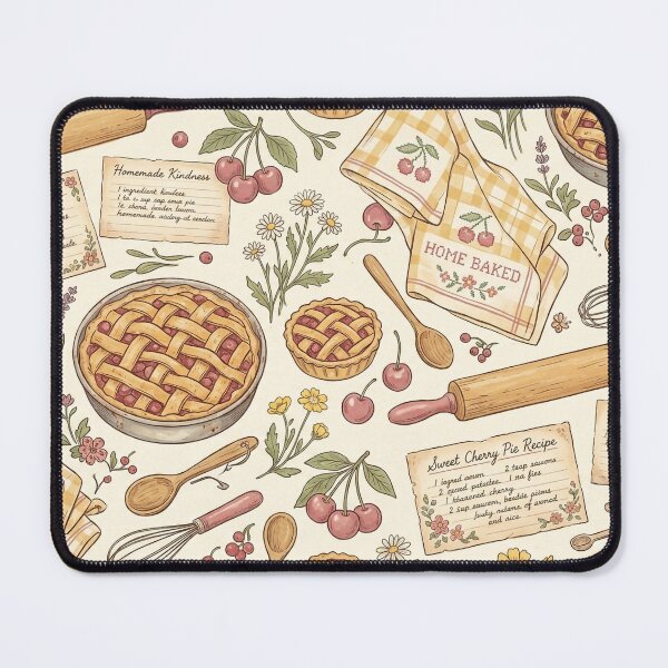 Item preview, Nostalgic Kitchen: Lattice Pie, Cherries & Recipe Cards Print designed and sold by OpenDreamArts.