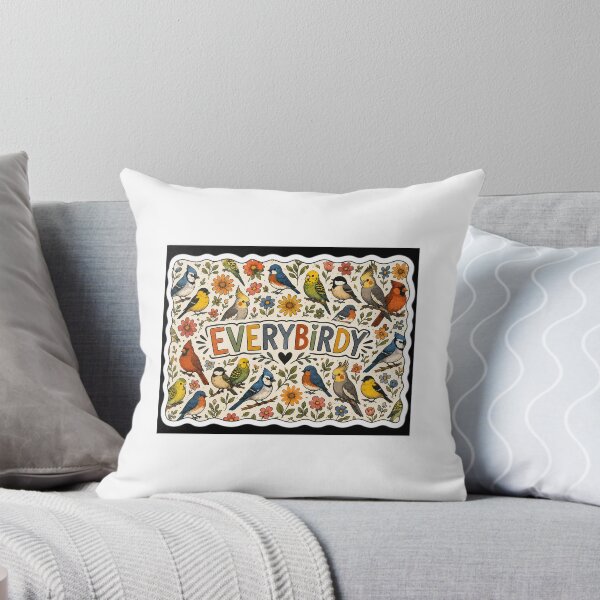 Item preview, Everybirdy Pattern Throw Blanket | Cute Bird & Floral Nature Design designed and sold by Deepstudio09.