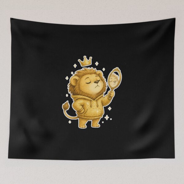 Item preview, Confident Gold Glitter Leo Lion Royal Crown Mirror designed and sold by AMS.