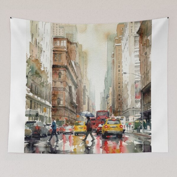 Item preview, New York Rainy Day Watercolor designed and sold by caracatita75.