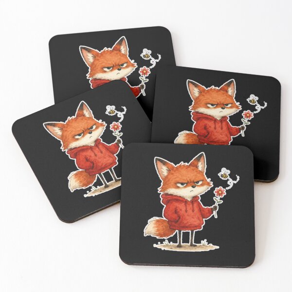 Item preview, Grumpy Red Fox in Hoodie with Flower and Bee designed and sold by AMS.
