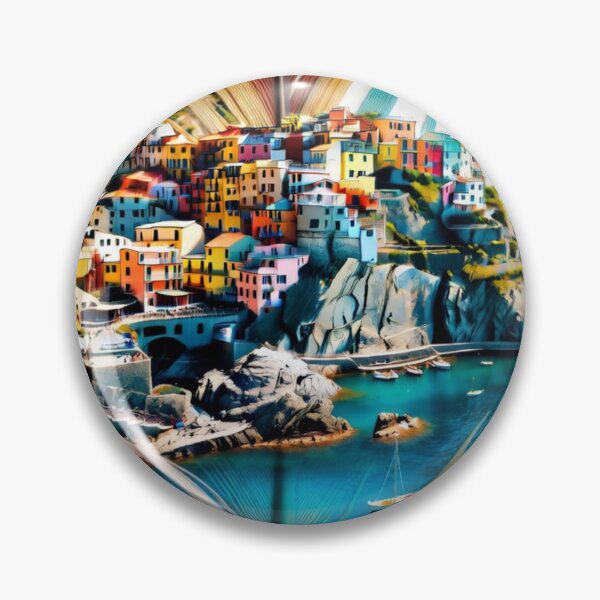 Item preview, Cinque Terre Feather Art | Italian Coastal Village Travel Illustration designed and sold by GalleryPeak.
