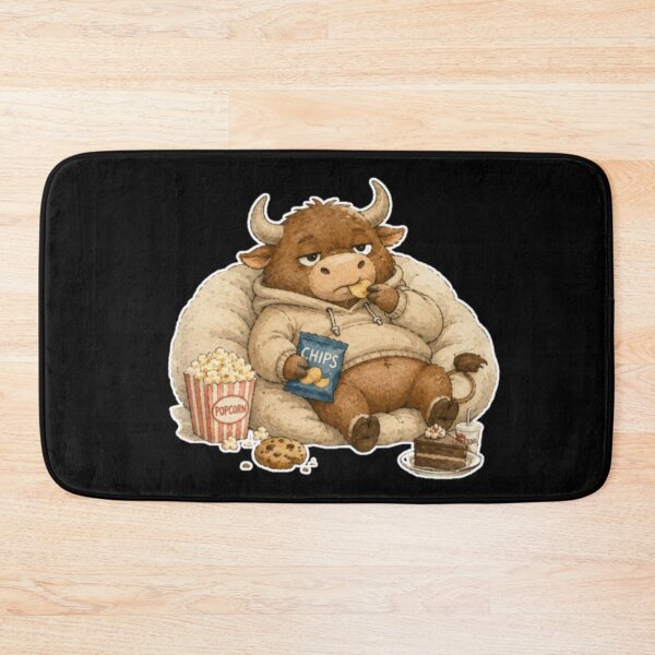 Item preview, Cozy Lazy Taurus Bull Eating Snacks Beanbag Chair designed and sold by AMS.