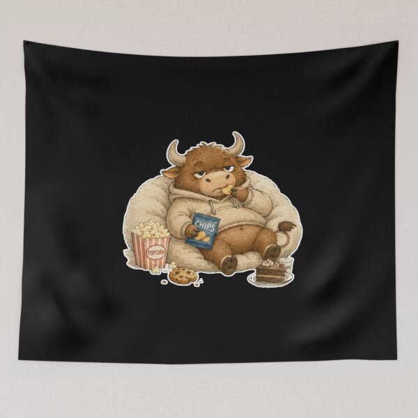 Item preview, Cozy Lazy Taurus Bull Eating Snacks Beanbag Chair designed and sold by AMS.