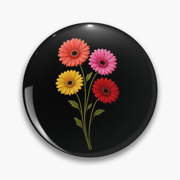 Item preview, Colorful Gerbera Daisies Embroidery designed and sold by ColorSplash123.