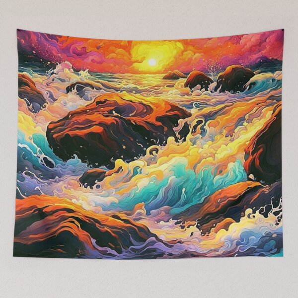 Item preview, Crashing waves at sunset designed and sold by George Hutton Hunter.