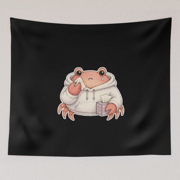 Item preview, Cute Sad Cancer Crab in Hoodie Crying Watercolor designed and sold by AMS.