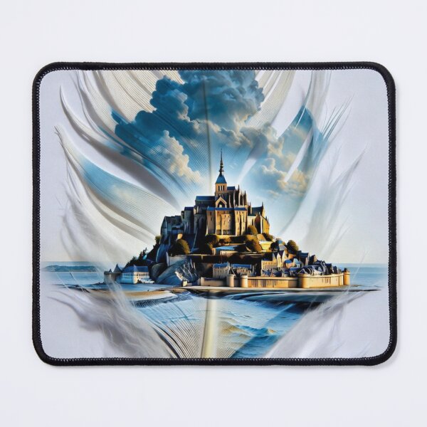 Item preview, Mont Saint-Michel Feather Art | French Castle Island Travel Illustration designed and sold by GalleryPeak.