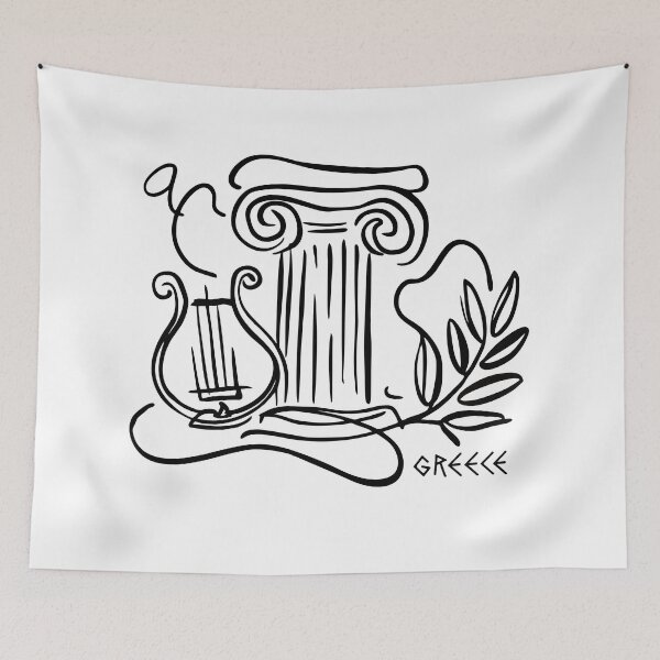 Item preview, Minimalist Greece Abstract Swirls - Black Line Art Silhouette designed and sold by angelisart.