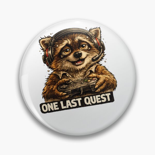 Item preview, One Last Quest Funny RPG Gamer Raccoon Meme designed and sold by DryHumorPrints.