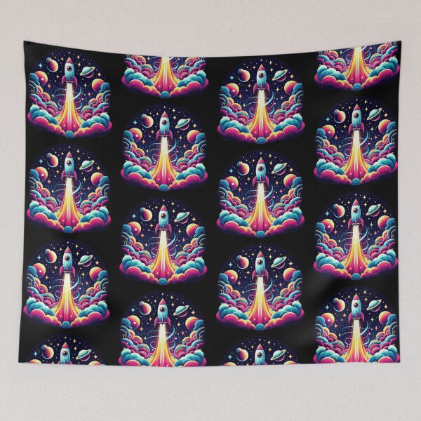 Item preview, Rocket Launch – Vibrant Cosmic Journey designed and sold by Dogandesighn.