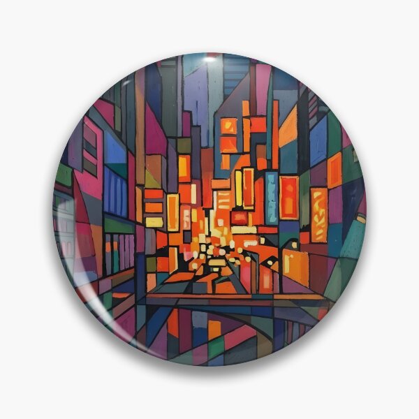 Item preview, Abstract Neon Cityscape | Retro Cubist Night Skyline | Avant-Garde Urban Geometry Mosaic designed and sold by SergioMiklos.