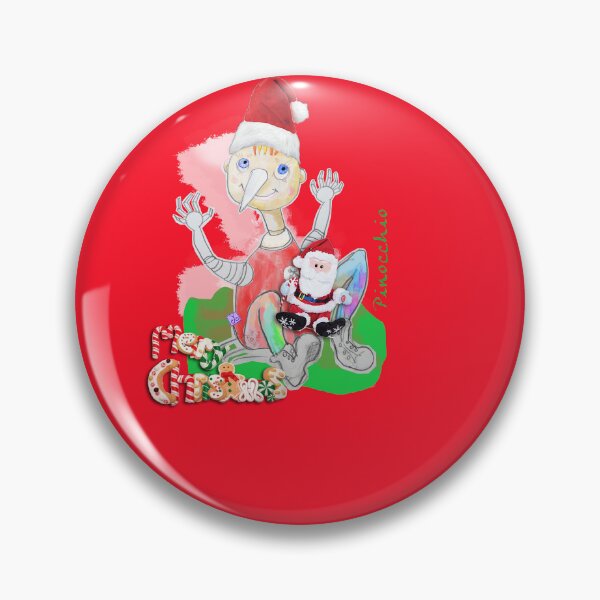 Item preview, Merry Christmas Playing Wood PINOCCHIO with Santa Toy (Original Drawing by ACCI) designed and sold by VanyssaGraphics.