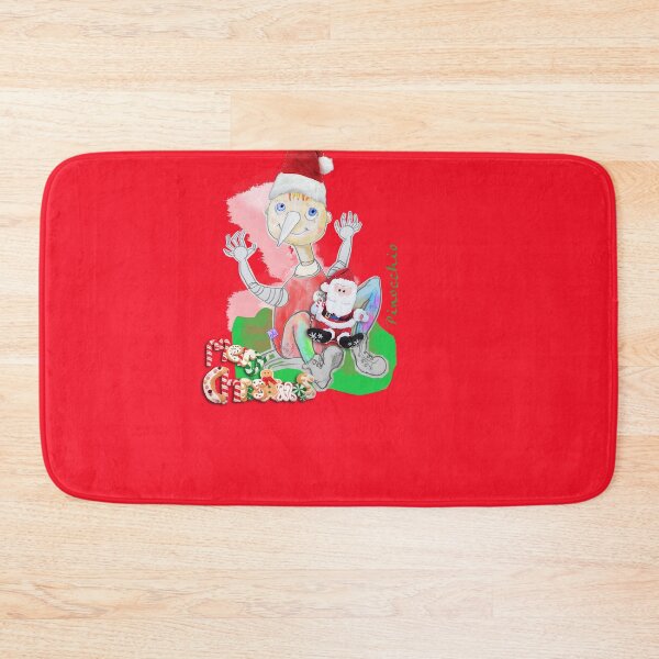 Item preview, Merry Christmas Playing Wood PINOCCHIO with Santa Toy (Original Drawing by ACCI) designed and sold by VanyssaGraphics.