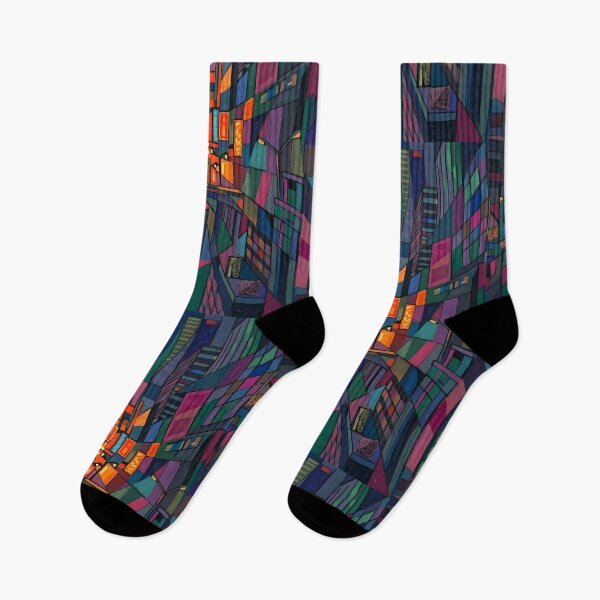 Item preview, Abstract Neon Cityscape | Retro Cubist Night Skyline | Avant-Garde Urban Geometry Mosaic designed and sold by SergioMiklos.