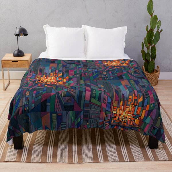 Item preview, Abstract Neon Cityscape | Retro Cubist Night Skyline | Avant-Garde Urban Geometry Mosaic designed and sold by SergioMiklos.