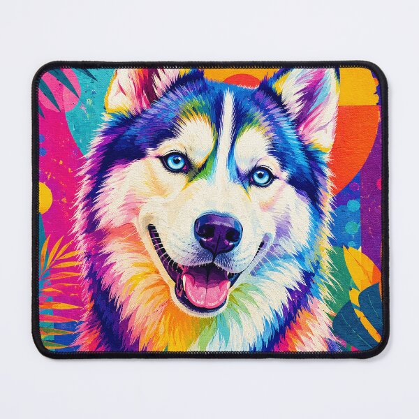 Item preview, Happy Siberian Husky Pop Art – Colorful Tropical Dog Portrait designed and sold by alw951.