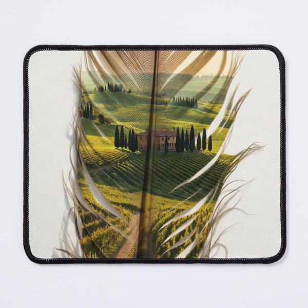 Item preview, Tuscany Feather Art | Italian Vineyard Landscape Travel Illustration designed and sold by GalleryPeak.