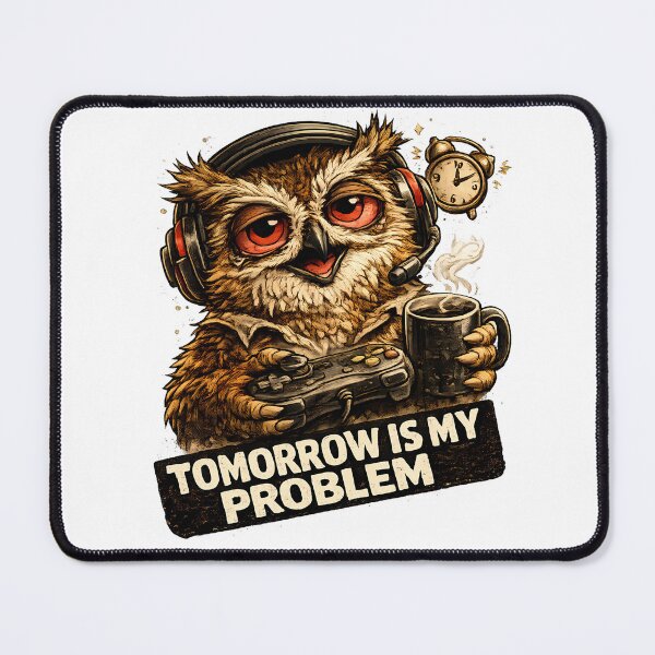 Item preview, Tomorrow Is My Problem Funny Gamer Owl Meme designed and sold by DryHumorPrints.