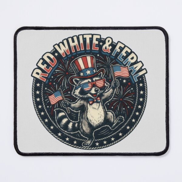 Item preview, Red White & Feral Raccoon – Funny Patriotic Trash Panda 4th of July T‑Shirt designed and sold by ZyxDes.