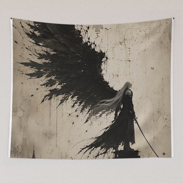 Item preview, Fallen Shadow Angel | Dark Fantasy Winged Swordsman | Gothic Warrior Art Print designed and sold by Dyan4.