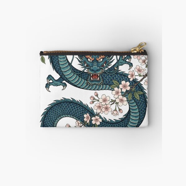 Item preview, Blue Dragon with Cherry Blossoms | Japanese Fantasy Dragon Art designed and sold by vekotpu.