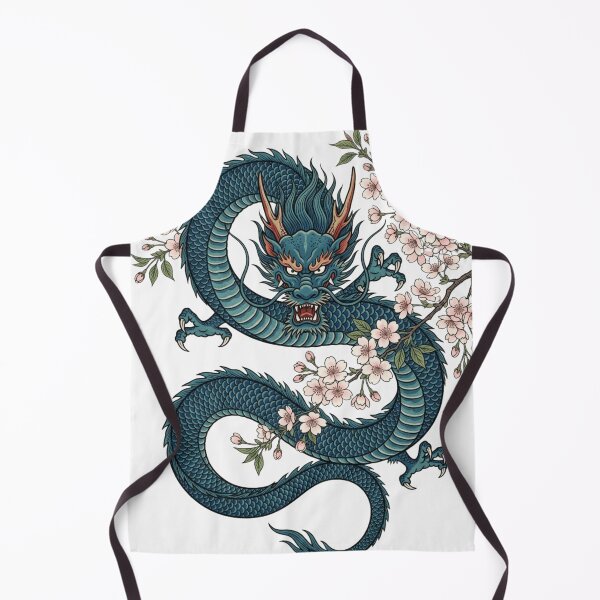 Item preview, Blue Dragon with Cherry Blossoms | Japanese Fantasy Dragon Art designed and sold by vekotpu.