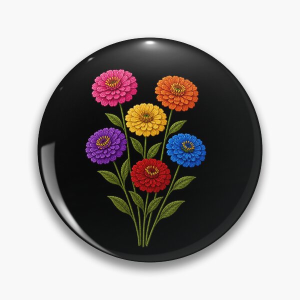 Item preview, Bright Zinnia Collection Embroidery designed and sold by ColorSplash123.