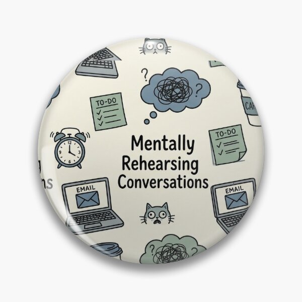 Item preview, Mentally Rehearsing Conversations – Relatable Introvert Doodle Pattern designed and sold by OpenDreamArts.
