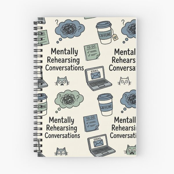Item preview, Mentally Rehearsing Conversations – Relatable Introvert Doodle Pattern designed and sold by OpenDreamArts.