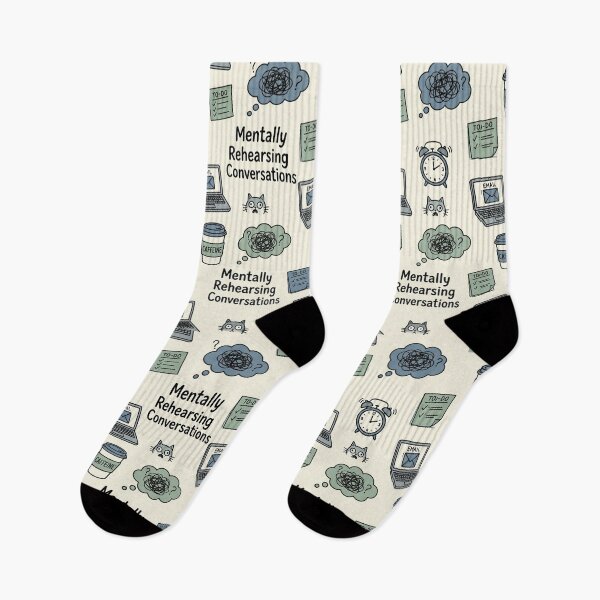 Item preview, Mentally Rehearsing Conversations – Relatable Introvert Doodle Pattern designed and sold by OpenDreamArts.